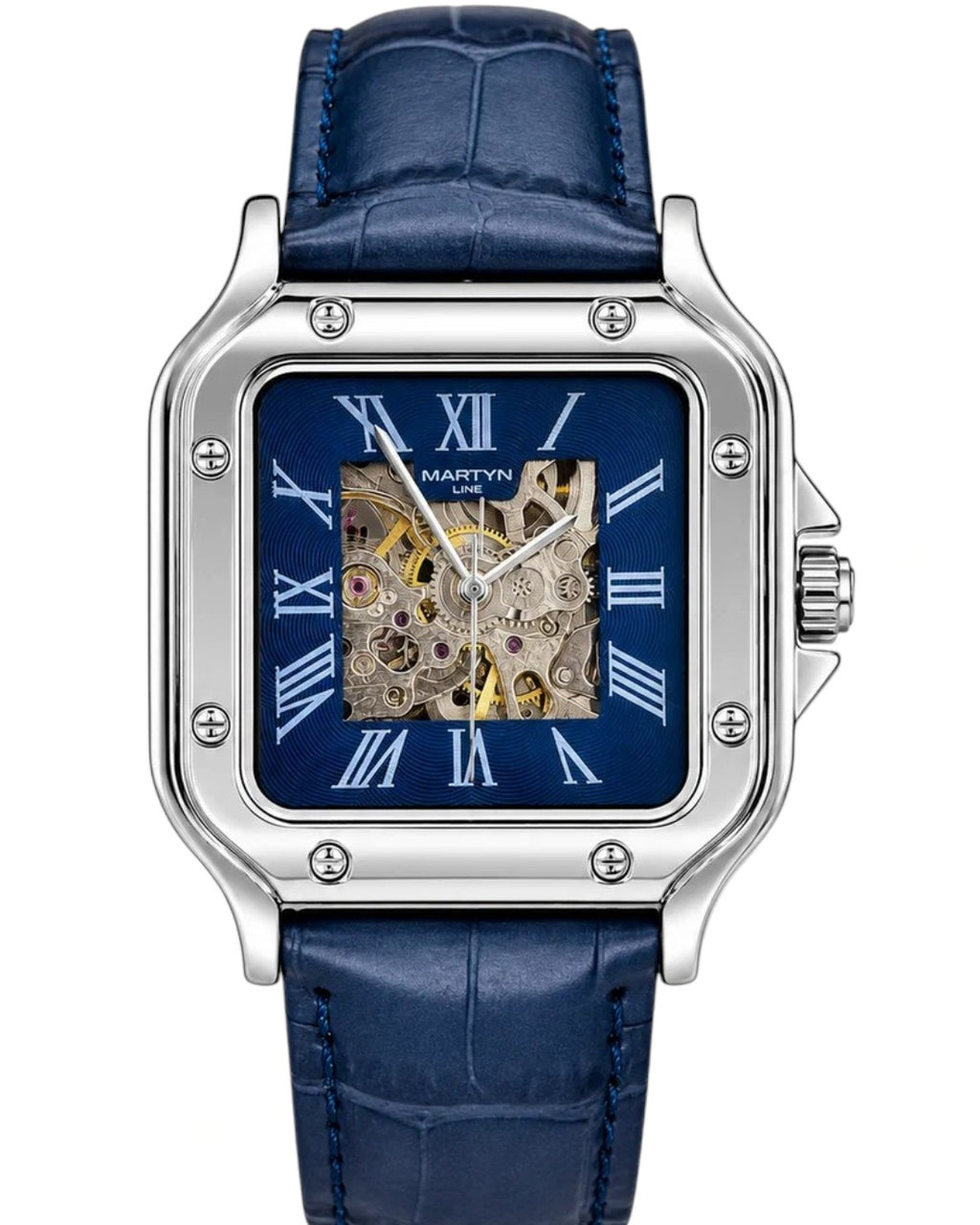 Black Gold White Tank Automatic Skeleton Watch
