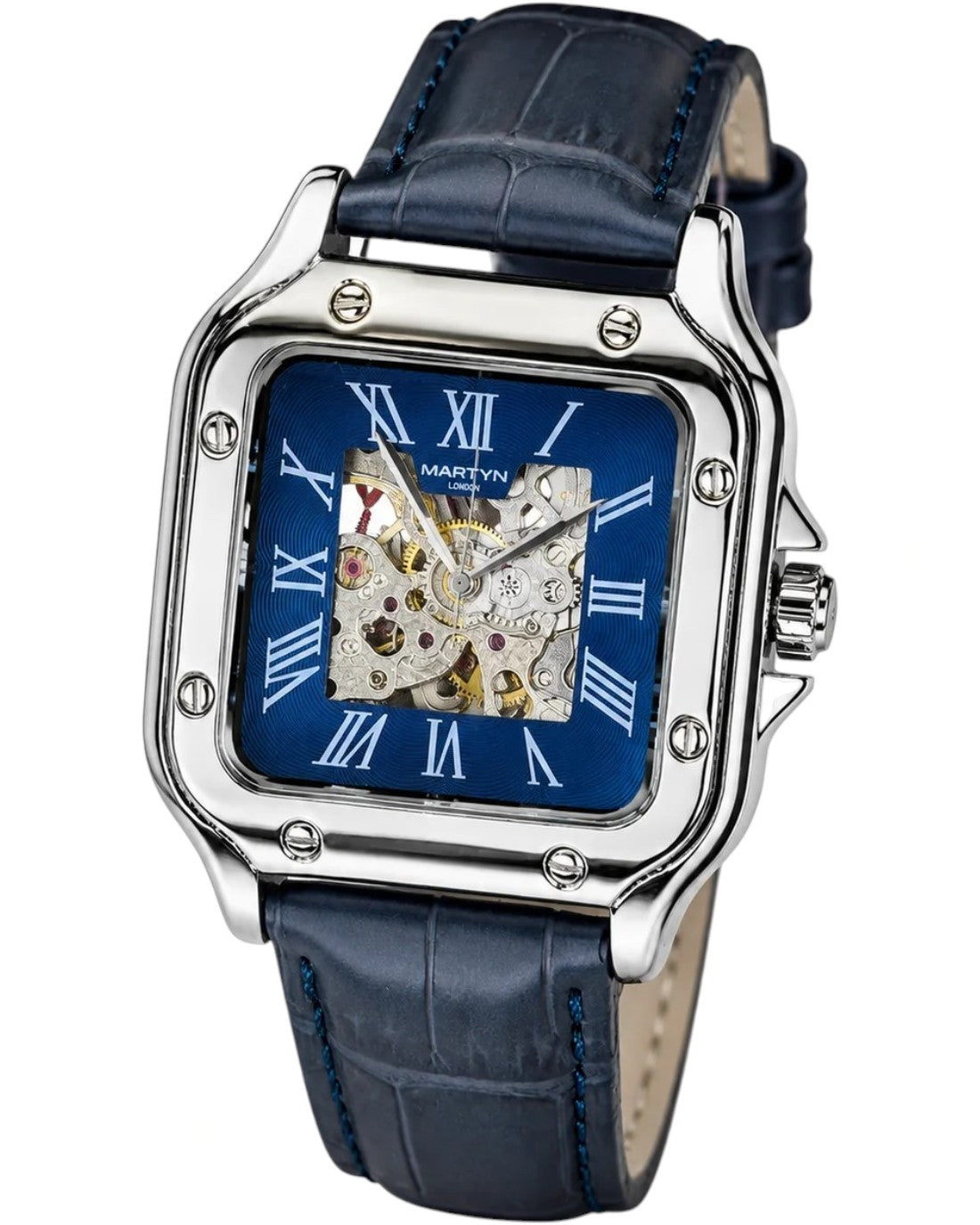 Black Gold White Tank Automatic Skeleton Watch